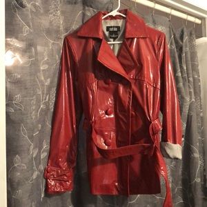 Red patent leather coat